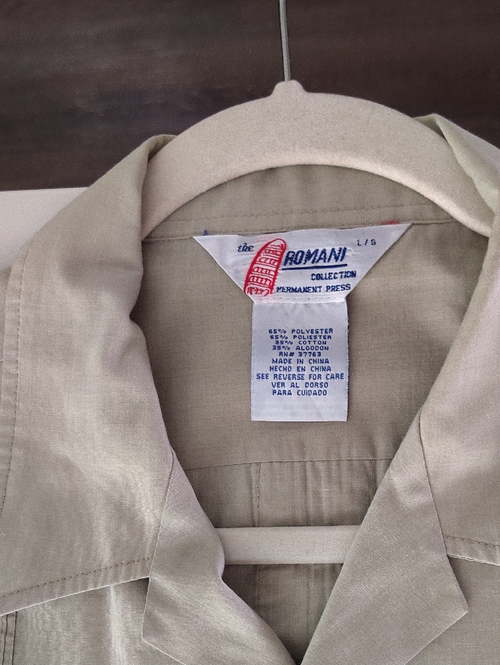 Roma Beige Collared Shirt with Tag Detail